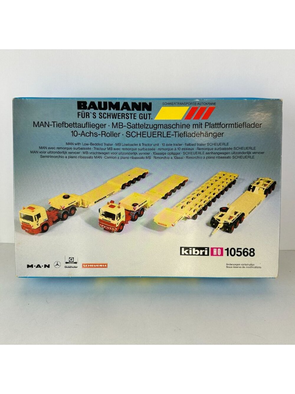 Kibri HO 10568 Baumann MAN Tiefbettauflieger MB Semitrailer Low Loader Model Kit